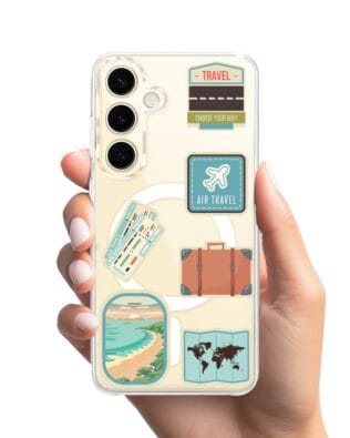 Etui do Samsung Galaxy S24 z MagSafe przeźroczyste, silikonowe Flexi, pocztowe znaczki