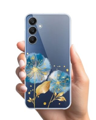 Etui do Samsung Galaxy M35 5G przeźroczyste, silikonowe Flexi, Kwiaty, niebieskie dmuchawce