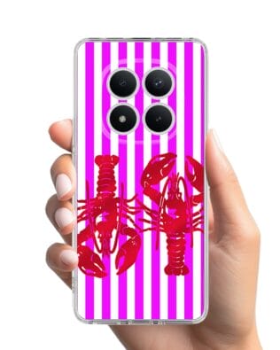 Etui do Xiaomi Redmi Note 15 Pro Plus 5G przeźroczyste, silikonowe Flexi, Summer Patterns, kraby z różowymi paskami