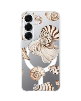 Etui do Samsung Galaxy S25 z MagSafe przeźroczyste, silikonowe Flexi, Summer Patterns, ozdobne muszle