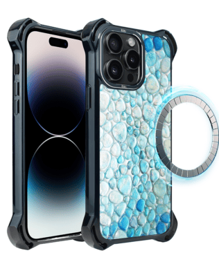 Etui do iPhone 14 Pro Max IBIZU DropGuard Ultra z MagSafe, Aqua Glass, turkusowe krople