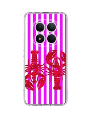 Etui do Xiaomi Redmi Note 15 Pro 5G przeźroczyste, silikonowe Flexi, Summer Patterns, kraby z różowymi paskami