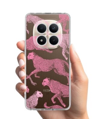Etui do Xiaomi Redmi Note 15 Pro Plus 5G przeźroczyste, silikonowe Flexi, Mystic, Różowe pumy