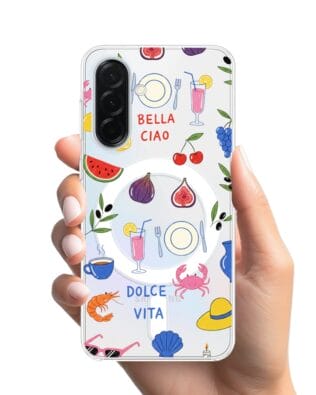 Etui do Samsung Galaxy A36 5G z MagSafe przeźroczyste, silikonowe Flexi, Italian Summer, kolorowe wakacje