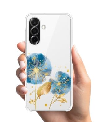 Etui do Samsung Galaxy A26 5G przeźroczyste, silikonowe Flexi, Kwiaty, niebieskie dmuchawce