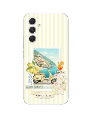 Etui do Samsung Galaxy A54 5G przeźroczyste, silikonowe Flexi, Italian Summer, Ciao Italia