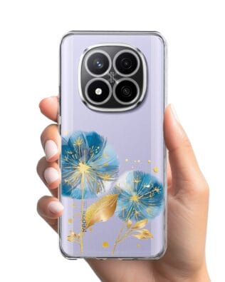 Etui do Xiaomi Redmi Note 14 Pro 4G przeźroczyste, silikonowe Flexi, Kwiaty, niebieskie dmuchawce