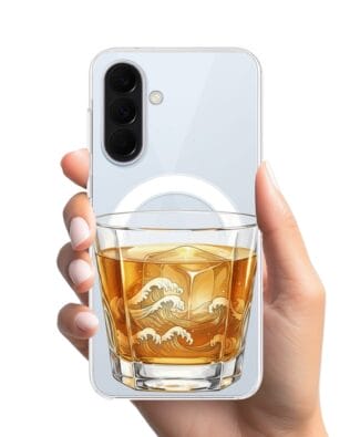 Etui do Samsung Galaxy A57 z MagSafe przeźroczyste, silikonowe Flexi, Paradise, Whiskey on the rocks