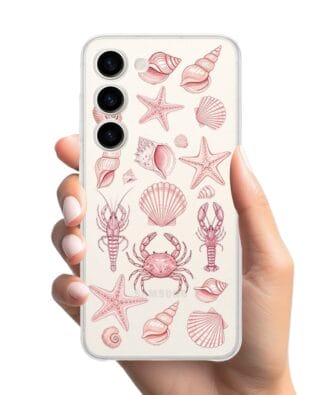 Etui do Samsung Galaxy S23 FE 5G przeźroczyste, silikonowe Flexi, Summer Patterns, krewetkowy róż