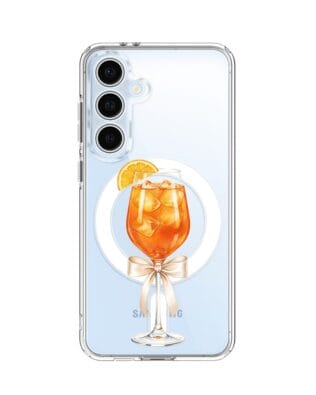 Etui do Samsung Galaxy S24 FE z MagSafe przeźroczyste, silikonowe Flexi, Paradise, Aperol Spritz