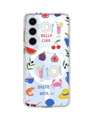 Etui do Samsung Galaxy S24 FE z MagSafe przeźroczyste, silikonowe Flexi, Italian Summer, kolorowe wakacje