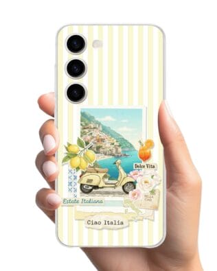 Etui do Samsung Galaxy S23 przeźroczyste, silikonowe Flexi, Italian Summer, Ciao Italia