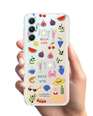 Etui do Samsung Galaxy A34 5G przeźroczyste, silikonowe Flexi, Italian Summer, kolorowe wakacje