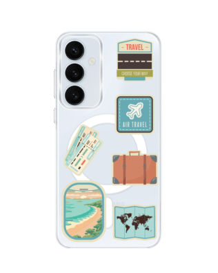 Etui do Samsung Galaxy A55 5G z MagSafe przeźroczyste, silikonowe Flexi, pocztowe znaczki