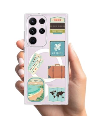 Etui do Samsung Galaxy S23 Ultra z MagSafe przeźroczyste, silikonowe Flexi, pocztowe znaczki