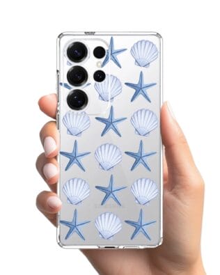 Etui do Samsung Galaxy S25 Ultra przeźroczyste, silikonowe Flexi, Summer Patterns, niebieskie rozgwiazdy