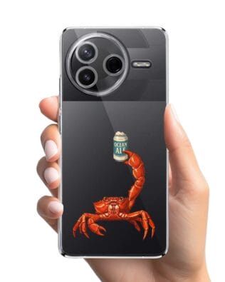 Etui do Xiaomi POCO F7 Pro przeźroczyste, silikonowe Flexi, Paradise, krab z piwem