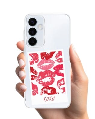 Etui do Samsung Galaxy A55 5G z MagSafe przeźroczyste, silikonowe Flexi, pocałunki, polaroid