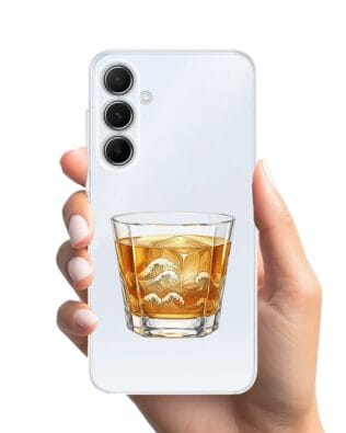 Etui do Samsung Galaxy A55 5G przeźroczyste, silikonowe Flexi, Paradise, Whiskey on the rocks