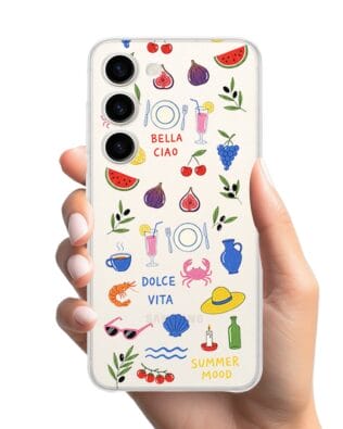 Etui do Samsung Galaxy S23 przeźroczyste, silikonowe Flexi, Italian Summer, kolorowe wakacje