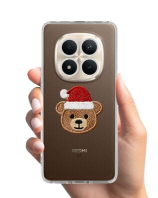 Etui do Xiaomi Redmi Note 15 Pro Plus 5G przeźroczyste, silikonowe Flexi, Przytulne święta, Miś mikołajek