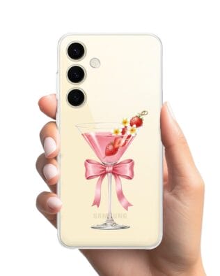 Etui do Samsung Galaxy S24 przeźroczyste, silikonowe Flexi, Paradise, Strawberry Martini