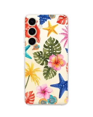 Etui do Samsung Galaxy S24 przeźroczyste, silikonowe Flexi, Summer Patterns, tropikalny wzór