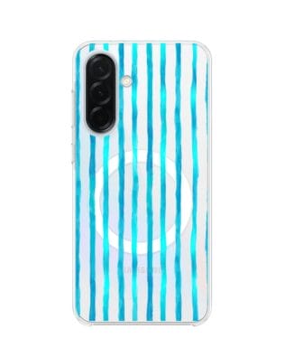 Etui do Samsung Galaxy A37 z MagSafe przeźroczyste, silikonowe Flexi, błękitne paski
