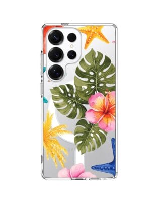 Etui do Samsung Galaxy S25 Ultra z MagSafe przeźroczyste, silikonowe Flexi, Summer Patterns, tropikalny wzór