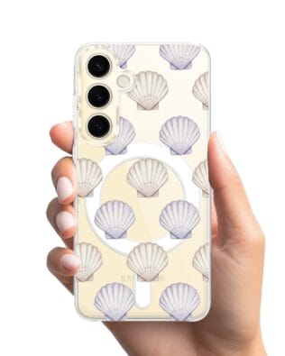 Etui do Samsung Galaxy S24 z MagSafe przeźroczyste, silikonowe Flexi, Summer Patterns, pastelowe muszelki