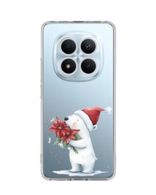Etui do Xiaomi Redmi Note 15 Pro 4G przeźroczyste, silikonowe Flexi, Przytulne święta, Miś świąteczny