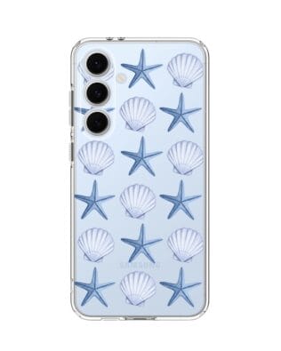 Etui do Samsung Galaxy S24 FE przeźroczyste, silikonowe Flexi, Summer Patterns, niebieskie rozgwiazdy