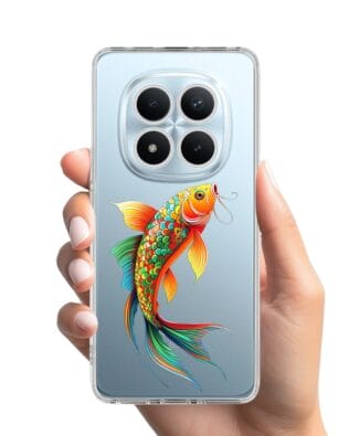 Etui do Xiaomi Redmi Note 15 Pro Plus 5G przeźroczyste, silikonowe Flexi, Dzika Mandala, Złota ryba