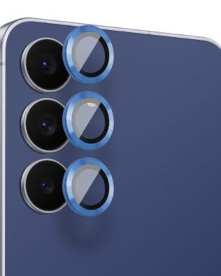 Metalowa osłona obiektywu aparatu ze szkła hartowanego 9H do Samsung Galaxy S25 FE, 1 zestaw, granatowa