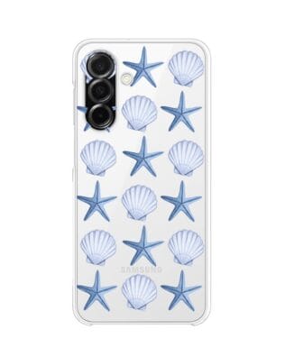 Etui do Samsung Galaxy A26 5G przeźroczyste, silikonowe Flexi, Summer Patterns, niebieskie rozgwiazdy