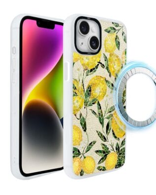 Etui do iPhone 14 Plus IBIZU DropGuard Matt z MagSafe, Modern Classics, Cytrynowe gaje
