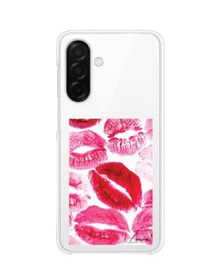 Etui do Samsung Galaxy A26 5G z MagSafe przeźroczyste, silikonowe Flexi, pocałunki z napisem „love”