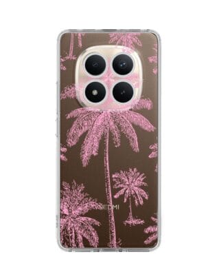 Etui do Xiaomi Redmi Note 15 Pro Plus 5G przeźroczyste, silikonowe Flexi, Mystic, Różowe palmy