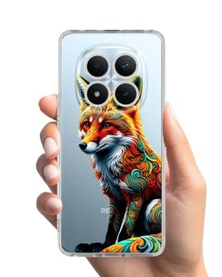 Etui do Xiaomi Redmi Note 15 5G przeźroczyste, silikonowe Flexi, Dzika Mandala, Lis