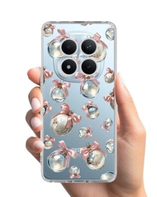 Etui do Xiaomi Redmi Note 15 4G przeźroczyste, silikonowe Flexi, Przytulne święta, Pastelowe bombki