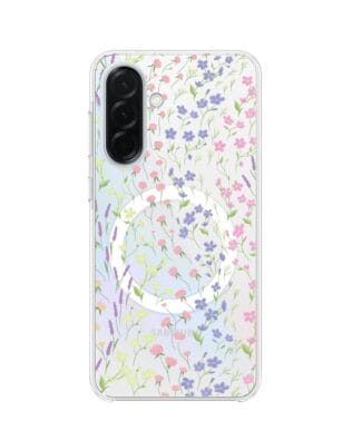 Etui do Samsung Galaxy A37 z MagSafe przeźroczyste, silikonowe Flexi, kwiaty polne