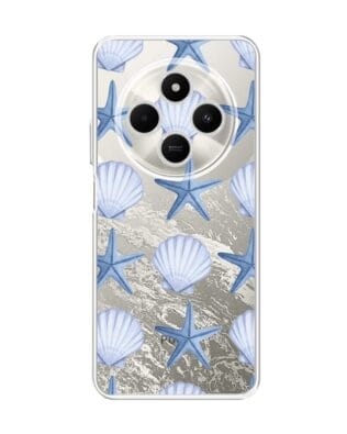 Etui do Xiaomi POCO C75 przeźroczyste, silikonowe Flexi, Summer Patterns, niebieskie rozgwiazdy
