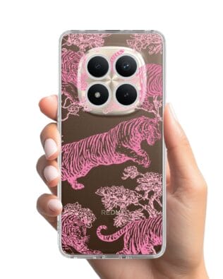 Etui do Xiaomi Redmi Note 15 Pro Plus 5G przeźroczyste, silikonowe Flexi, Mystic, Różowe tygrysy