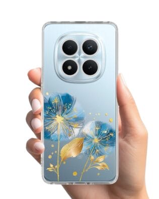 Etui do Xiaomi Redmi Note 15 Pro 5G przeźroczyste, silikonowe Flexi, Kwiaty, niebieskie dmuchawce