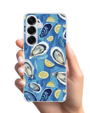 Etui do Samsung Galaxy S25 z MagSafe przeźroczyste, silikonowe Flexi, Summer Patterns, ostrygi z cytrynką