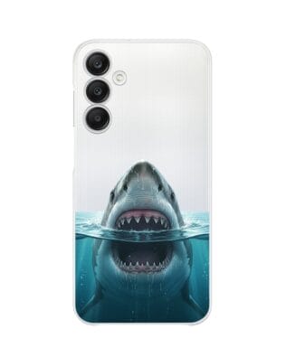 Etui do Samsung Galaxy A25 5G przeźroczyste, silikonowe Flexi, Paradise, żarłacz biały