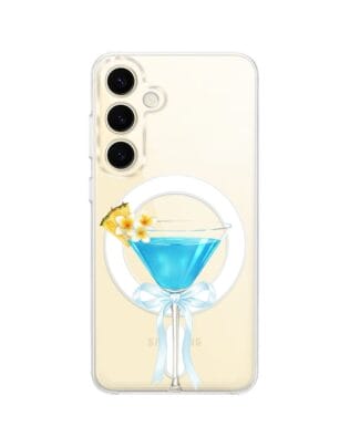 Etui do Samsung Galaxy S24 z MagSafe przeźroczyste, silikonowe Flexi, Paradise, Blue Hawaii