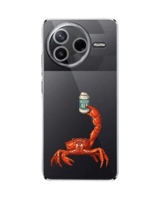 Etui do Xiaomi POCO F7 Pro przeźroczyste, silikonowe Flexi, Paradise, krab z piwem