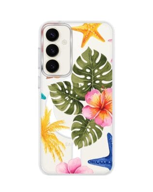 Etui do Samsung Galaxy S23 FE 5G z MagSafe przeźroczyste, silikonowe Flexi, Summer Patterns, tropikalny wzór