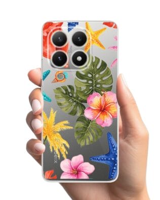 Etui do Xiaomi 15T przeźroczyste, silikonowe Flexi, Summer Patterns, tropikalny wzór